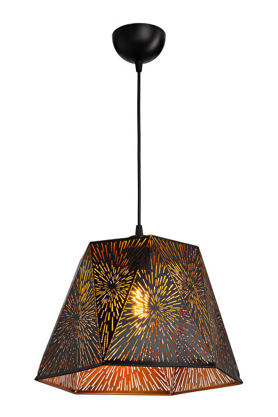 manogrup FOREST-LINE-DOTS DESENLİ LAZER KESİM METAL AVİZE TEKLİ BÜYÜK ALTIGEN...