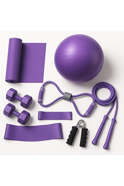 Leyaton 9 Parçalı Pilates Ve Fitness Seti Pilates Minderi, Dambıl, Squat Band Ve Daha Fazlası!