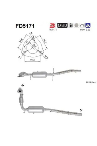 As Filtru Funingine/Particule Sist.De Esapament Ford Transit Bus/Transit Caro...