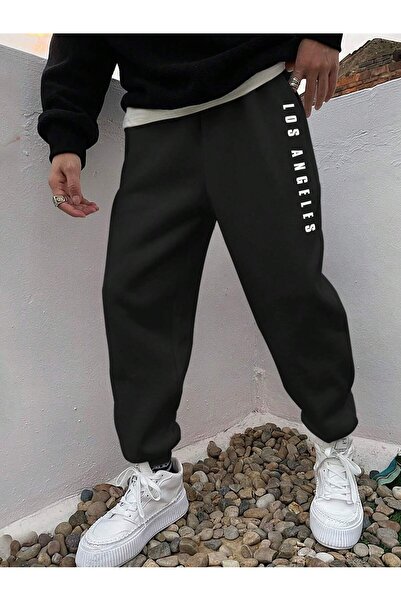 DİVİN Men's Los Angeles Printed Sweatpants, 3-Thread Quality Fabric, Elastic ...