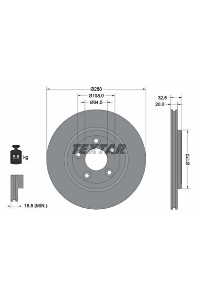 TEXTAR Disc Frana Daimler Super Eight Ford Usa Thunderbird