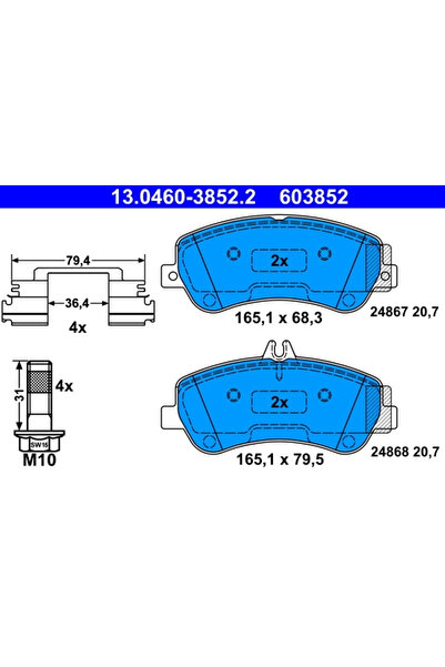 Ate Set Placute Frana Frana Disc Mercedes-Benz Glk-Class 2008-2015
