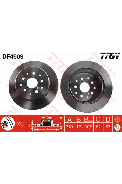 TRW Disc Frana Lexus Gs/Is 1/Is Sportcross Toyota Altezza/Aristo/Mark 2 9 Lim...