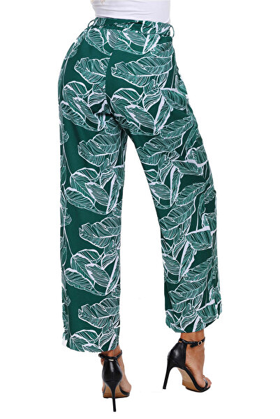 WildFashion Elegant high-waisted pants with leaf print CL784-11121