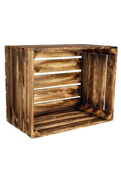 PLAYER COM Wooden Crate from Burnt Pine 'Sumedru' 50 x 40 x 30 cm