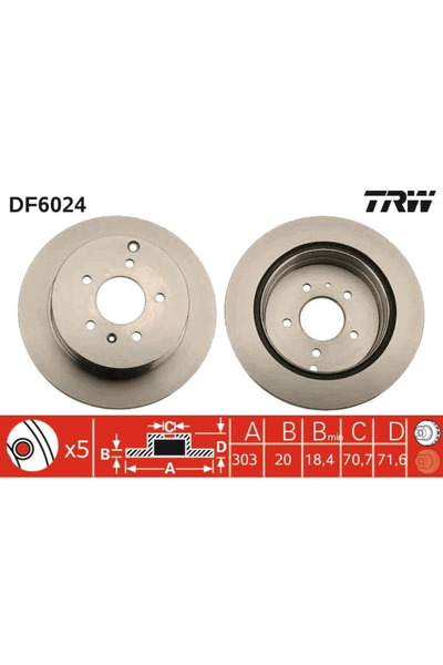 TRW Set Discuri Frana Chevrolet Captiva/Equinox Holden Captiva 5 Gen. 1/Capti...