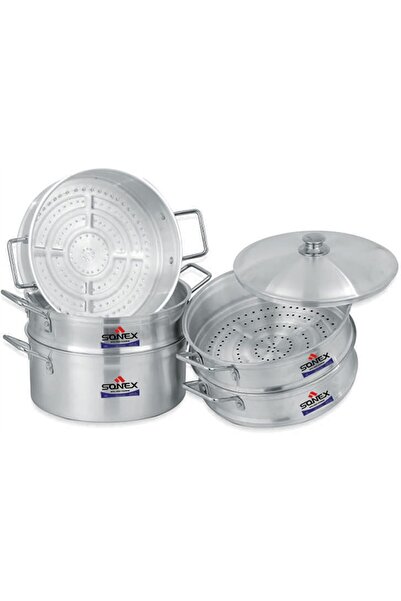 SONEX Galaxy 5-Layer Steamer – 32 cm Diameter ,Ideal for Healthy Cooking, (Silver, 5 Layer)