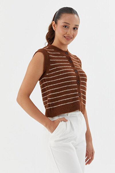 Shopping Shop Ριγέ πλεκτό γιλέκο μπλούζα ΚΑΦΕ