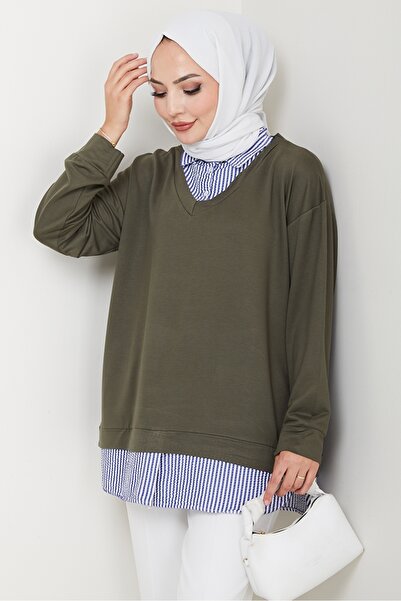 Bestenur Shirt Collar Tunic 1612 - Khaki