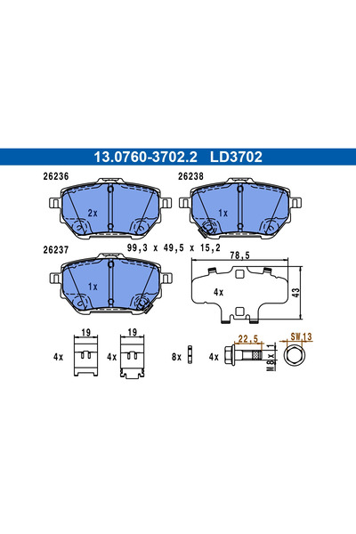 Ate Set Placute Frana Frana Disc Toyota Corolla Limuzina/Yaris Cross