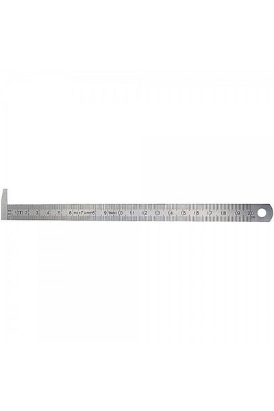 EXPERT Stainless Steel Ruler with 90° Hook Matte Chrome 200 mm Class 2