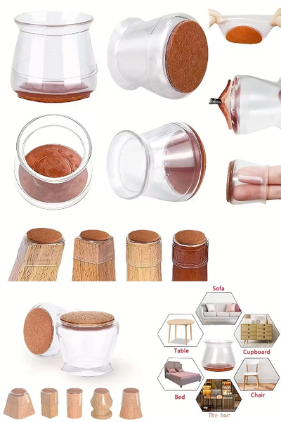 BİTERSE 20 Adet Ses ve Çizilmeleri Önleyici Keçeli Silikon Sandalye Ayağı