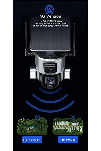 Fipka Brenkumoty Solar Security Outdoor 20000mah Battery 4G Version Rechargeable WI-FI Dual Camera