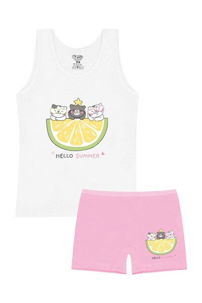 Öts Κοριτσίστικο μπλουζάκι Boxer ελαστικό ύφασμα White Cat (96% βαμβάκι - 4% ελαστάνη)