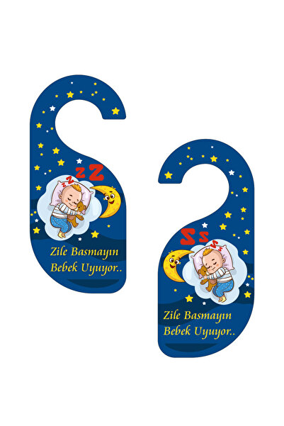 Bemenda Zile Basmayın. Bebek uyuyor Kapı Askısı Kapı Uyarı Levhası