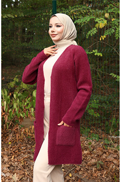 sefamerve Triko Cepli Hırka 0412-05 Mürdüm