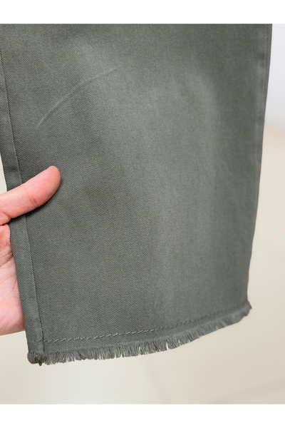 BENAHOLL Bemona Çift Cepli Paça Püsküllü Gabardin Pantolon-MA5284 Haki