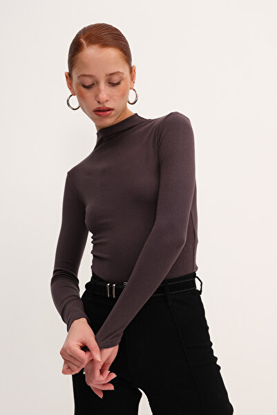 Addax High Neck Basic Blouse B1710-Dk7