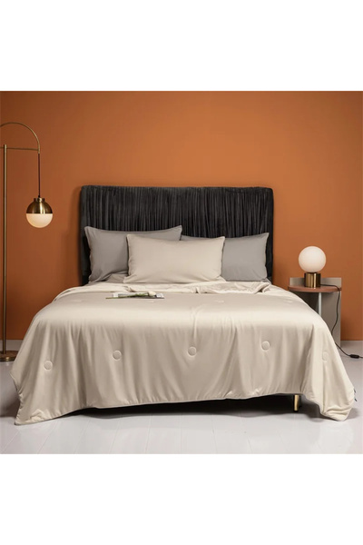 Rotixfy Set of 4 Pieces Summer Quilt (200*230 cm) with Bedding and 2 Pillowcases, Beige, Lyocell Fiber, Idea