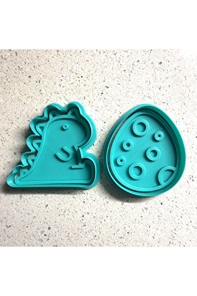 Craftelle مجموعة قوالب بسكويت على شكل ديناصور لطيف وبيض مكونة من قطعتين، مناس...