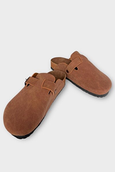 Liger Unisex Buckle Detailed Cork Anatomical Sole Slippers Cinnamon