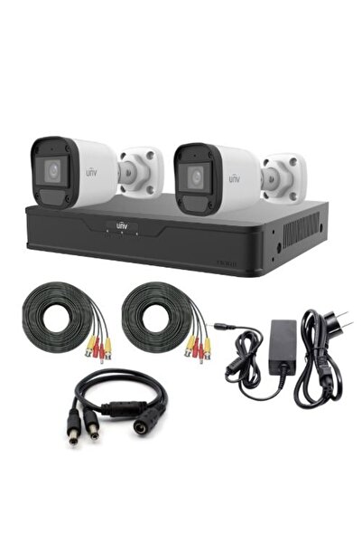 Uniview Kit de supraveghere cu 2 camere 5 MP, audio, infraroșu 20 m, DVR hibrid 4 canale 5 MP, accesoriu