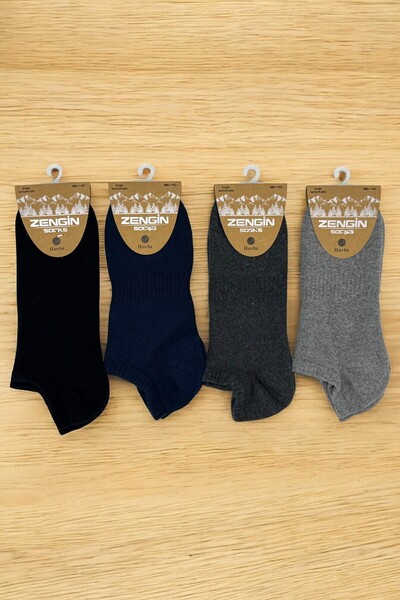 ZENGİN 4 Pairs Toe Seamless Winter Thick Terry Women Sneaker Invisible Socks