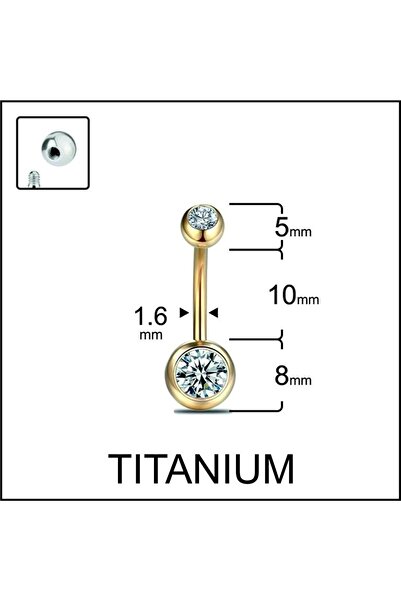 Rupen Kraft Yüksek Kalite G23 Titanium Çift Taşlı Titanyum Göbek Piercingi