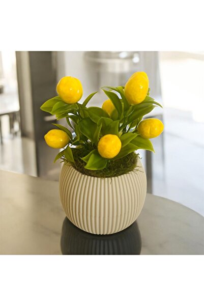 Trend KenT Artificial Flower Fruit Bunch Tree with Stone Moss in Medium Size Beige Pot