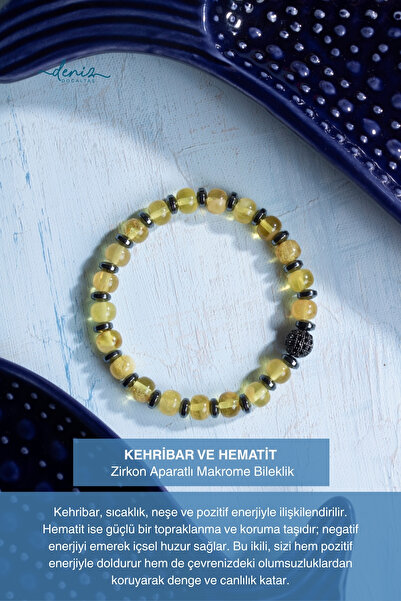 Deniz Doğal Taş سوار من الأحجار الطبيعية من العنبر والهيماتيت المعتمد