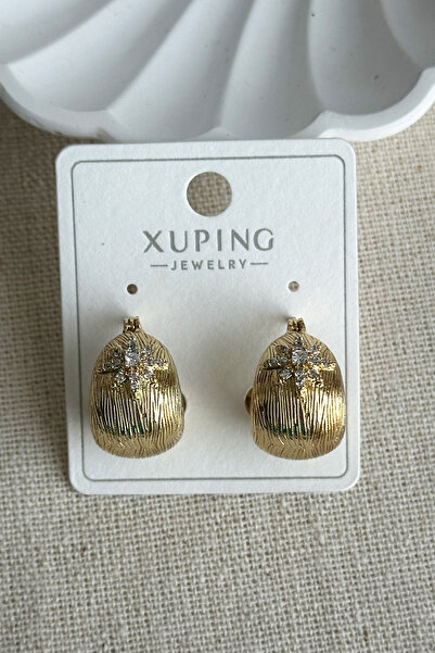 Modacaprea Xuping 14K Yıldızlı Taşlı Klipsli Kadın Küpe Kararmaz Kadın Takı Xuping Küpe