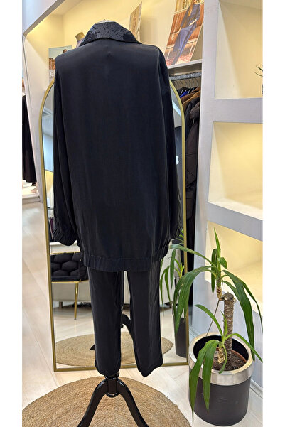 Nuss 1001 Jacquard Detail Trouser Suit - Anthracite