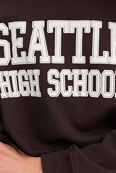 Addax Kayık Yaka Baskılı Sweatshirt S10560