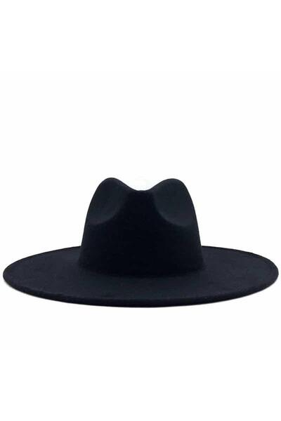 Pursehuit Pălărie fedora Kirke neagră cu bor larg reglabil