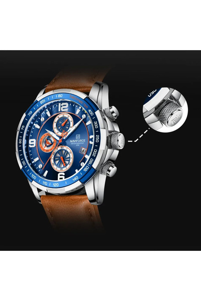 Naviforce Men's Wristwatch Leather Chronograph Date Quartz Analog
