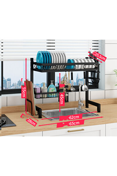 Trendy's Ράφι πιάτων TRENDY'S, με ένα επίπεδο πάνω από τον νεροχύτη, μαύρο 55...