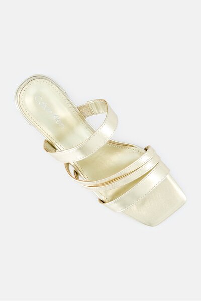 Calvin Klein Women Pretty2 Medium Slip On Sandals, Gold
