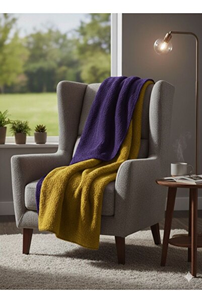 zera collection Çift Taraflı çift Renk Yünlü akrilik Polar Battaniye - Tv Bat...