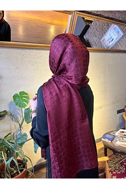 Modechic Collection Italian Jacquard Ring Pattern Hijab Shawl-Burgundy