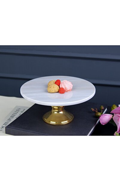 Sembol White Marble Footed Cake Stand 25X25X12 cm