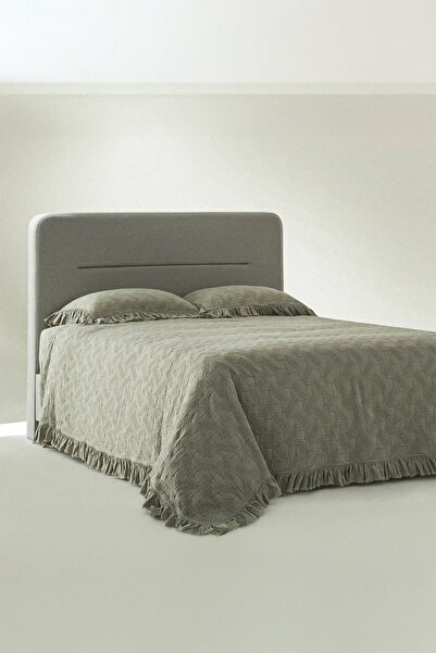 Ecocotton Tanya Green Double Size 100% Organic Cotton Pique Bedspread Set 240*260 cm