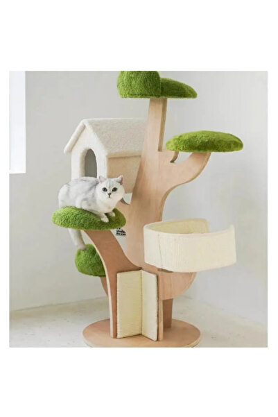 Golden cat Pine Shape Cat Tree Indoor Cute Multi-level Cat Tower with Perch, SIZE - 120cm x 87cm x 128cm