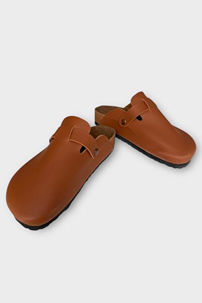 Liger Unisex Buckle Detailed Cork Anatomical Sole Slippers Taba