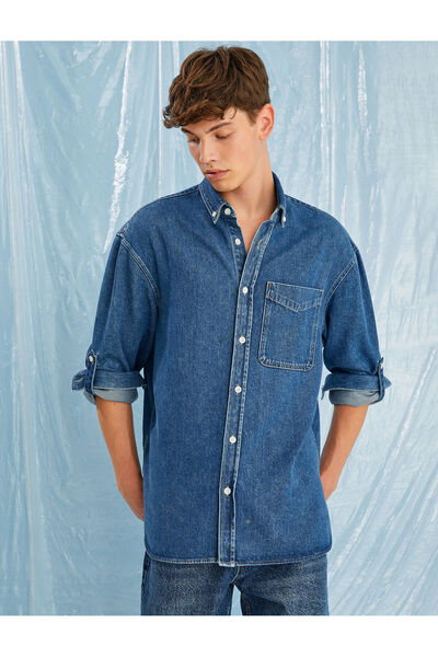 Koton Чоловіча куртка середнього розміру кольору індиго