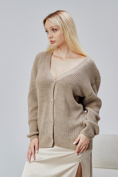 LUGMO Women's Knitwear Cardigan Stoned Standard Size Mink