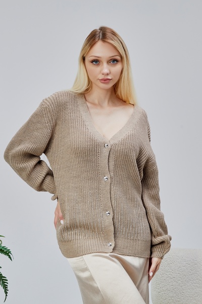 LUGMO Women's Knitwear Cardigan Stoned Standard Size Mink