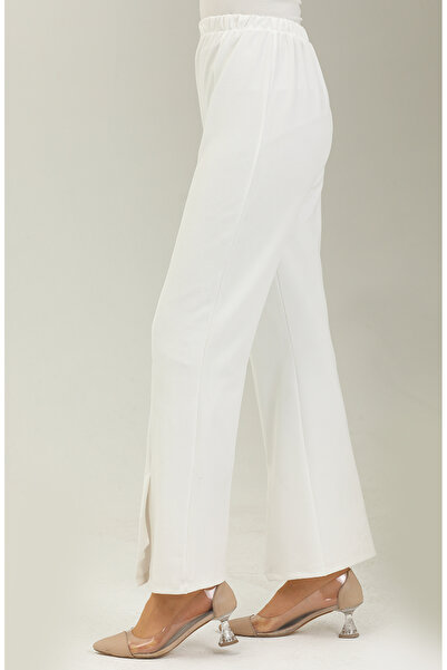 sefamerve White slit-hem trousers with cuffed legs 3028-01