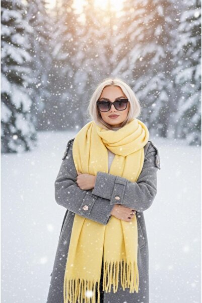 Makro Optik Premium Puffy Scarf Shawl Lemon Yellow
