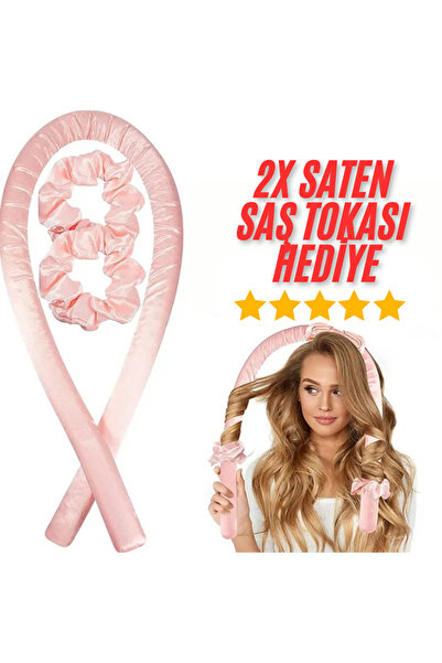 Satenella مجموعة أدوات تصفيف الشعر بدون حرارة من الساتان الوردي البودرة، مجمو...