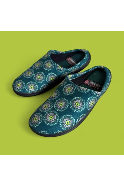 GEZER kadın yeşil baskılı ev terliği